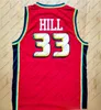 Vintage #33 Grant Hill Trikots Blau Rot Weiß genäht Grant Hill Hemden Herren 10# Dennis Rodman Jersey Blaue Hemden genäht