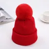 Дети зимние теплые шапочки шапка из искусственного меха POM Poms мяч Помпон вязаные лыжные колпачки шляпа толстые шансы капот для детских детей