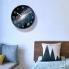 ساعات الحائط المرصعة بالنجوم على مدار الساعة الكون المجرة الصامتة الحركة الصامتة غرفة الأطفال متحف ديكور الكوارتز شنقا