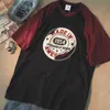 Ren bomull kortärmad amerikansk retro raglan kontrast t-shirt för män kvinnor hong kong stil hajuku övre kläder 210623