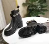 Botas femininas de couro de alta qualidade com cadarço fita fivela de cinto bota no tornozelo direto da fábrica salto áspero feminino tamanho da cabeça redonda: 35-42