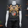 Maglietta di alta qualità da uomo casual manica corta divertente magliette top di lusso retro stampa estate o-collo tees streetwear abiti maschili 210527