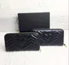 Cartera de mujer, carteras en Zig Zag negras, tarjetero de cuero con cremallera larga, monedero marmont, carteras de mano a la moda