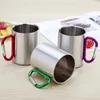 Edelstahl-Kaffeetasse für den Außenbereich, doppelwandige Tasse, Tassen mit Karabinerhaken und Griff, DH0356