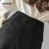 Korean tweed shorts skirts autumn winter women's irregular slim shorts elegant double breasted fake pockets shorts 210712