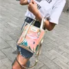 女性のハンドバッグレーザー韓国風のバッグ透明なショルダーバッグゼリーキャンディストラップクリアレディースバッグ