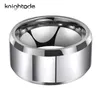 Anneau en carbure de tungstène à polissage élevé 12mm de large gros anneaux de pouce bague de mariage pour hommes bijoux de fête bords biseautés ajustement confortable