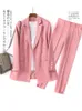 Eleganti abiti da donna coreani larghi casual tinta unita blazer rosa abito tailleur femme semplice party high street donna pantalone MM60NTZ donna due