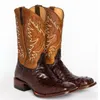 Bottes 2021 unisexe rétro cuir Cowboy broderie moto tête carrée gravité Western exotique femmes hommes