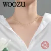 Woozu Real 925 Sterling Silver Natural Freshwater Barock Pearl Clavicle Choker Halsband för Kvinnor Bröllopsjubileum Smycken