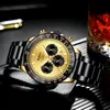 Wristwatches BIDEN Men Quartz 3 Dial Black Golden Luminous Watches Chronograph Stainless Steel Clock Male Waterproof Date Watch