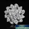 Rinhoo Crystal Silver Plated Flower Broszki Rhinestone Broszka Pins Kobiety Mężczyźni Wedding Party Bukiet Brooch Pin Biżuteria Cena Fabryczna Ekspert Design Quality