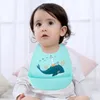 Weiche Silikon Wasserdichte Baby Lätzchen Babys Feste Lebensmittel Fütterung Zeug Cartoon Dinosaurier Druck Mädchen Junge Spucktücher