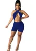 Sexy Women Designer Jumpsuits Summer Sleeveless Backless Clothing Solid Color Onesies Overalls Rompers Shorts S-2XL