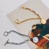 Peri'sbox Portrait Coin Chain Bracelets Toggle Clasp Think Link For Women Gold Silver Color Titanium Steel Charm