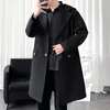 Heren Trench Coats Young Autumn Wind Breakher Jacket Long Hooded Oversize Loose Streetwear Fashion Casual Male Outerwear Viol22