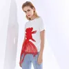 女性首の首の半袖Tシャツの女性服夏のファッション210517のためのTwotwinstyleカジュアル刺繍動物Tシャツ