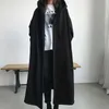 Storlek 6xl 150kg Kvinnor Trench Coats utan dragkedja Svart Färg Vinter Kvinna Fleece Coat Öppna Stitch Ladies Casual Streetwear 210914