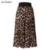 Kjolar kvinnor veckad kjol mode casual lös leopard tryckt klänning damer hög midja strand semester maxi jupe femme