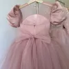 2022 blush rosa flor menina vestidos com grandes flores artesanais menina vestidos de festa de aniversário de concurso