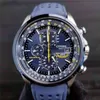 Luxury WateProof Quartz Watches Business Casual Steel Band Watch Men's Blue Angels World Chronograph WristWatch198m