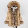 Women's Fur & Faux Jacket Women Winter Real Coat Big Natural Long Parka Waterproof Raccoon Collar Hood Thick Warm Thickness