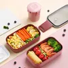 Contenitore per alimenti multistrato in stile giapponese Contenitore per alimenti Bento box portatile a prova di perdite per bambini con scatole per colazione con tazza di zuppa 210818