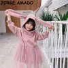 Autumn Girls Dress Cotton Gauze Long Sleeve Casual Hooded Kids Dresses for Clothes SJ009 210610