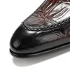 Тисненое кожаное платье мужчины обувь роскошные крокодиловые рисунки свадебные мужские офисные работы Указанные пальцы ноги 44