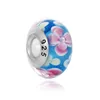 Najwyższej jakości 925 Sterling Silver Murano Szkło Lampwork Koraliki Pink Flower Cherry Blossom Fit Europejskiej Pandora Charms Naszyjnik Bransoletka DIY Jewelry