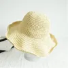 Chapeaux à large bord Simple chapeau de paille pliant à large bord disquette fille soleil plage femme été UV voyage dame vacances 8882311