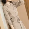 Nomikuma cintura delgada con cordones suéter vestido de mujer de color sólido de manga larga de un solo pecho Vestidos de invierno Vestidos 3c617 210514
