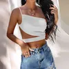Summer Fashion Asymmetric Sexy Sleeveless Tank Top Sling Hollow Out Pullover Slim Pleated Ladies Chic Street Simple Camisole 210517