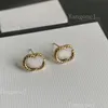 Mode lettre perle boucles d'oreilles Stud pour dame femmes fête mariage amoureux cadeau fiançailles bijoux fors mariée