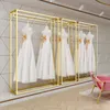 Wedding dress rack high grade display frame Commercial Furniture floor type gold special studio dresses shelf iron clothing store clothes racks