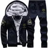 Kausale Trainingsanzüge Männer Sets Mit Kapuze Verdicken Fleece Hoodies + Sweatpant 2021 Winter Frühling Sweatshirt Sportswear Männlichen Brief Drucken Y0831