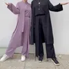 Vêtements ethniques Eid Plain Femmes Tops Avec Pantalon Arabe Turc 3 Pièce Ensemble Assorti Femme Musulmane Kimono Abaya Dubaï Modeste Outfit187K