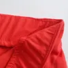 Femmes Rouge Taille haute Jupe courte Femme Mode Femme Lin Mélange Mini Invisible Back Zip Jupes 210520