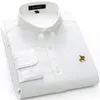 2022 primavera 100% algodão oxford camisa masculina branco manga longa bordado regular ajuste macio grosso confortável masculino 220222