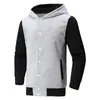 Gilet da uomo Cappotto invernale Giacca da uomo con cappuccio uniforme da baseball monopetto abbinata a colori sciolti