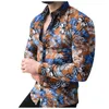 Men's Casual Shirts Fashion Boutique Print Slim Fit Mens Long-sleeved Shirt / High-end Social Brand Men Club Prom #3