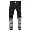 Heren jeans 2021 Buitenlandse handel Cross Border Hole Coated White Stretch Black Slim Casual Pants Fashion