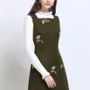 Casual Dresses Onlyplus Women Winter Sleeveless Vintage Embroidery Floral Sweet Strap Woolen Dress Female Holiday Warm