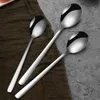 304 Stainless Steel Spoons Korean Style Round Shallow Soup Spoon Dinnerware Cutlery Scoop Tableware Dinner Dessert Flatware Christmas New Year Gift ZL0261