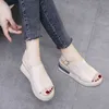 Summer Wedge Shoes for Women Sandals Solid Color Open Toe High Heels Casual Ladies Buckle Strap Fashion Female Sandalias Mujer Y220224