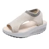 Sandalet Kadınlar Takozlar Terlik Ayakkabı Yaz Platformu Kadın Peep Toe Örme Sneakers Rahat 2021 Sandalias Üzerinde Kayma