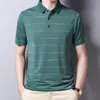 メンズポーロス2022夏の縞模様のシャツ男性のビジネスオフィス作業男性の街路壁黒緑のピンク半袖ファッションメンズトップス