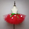 Girls Strawberry Tutu Costume Fluffy Baby Skirt For Birthday Party Dance Children Outfit 1-14 Years Kids Clothing 220222