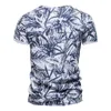 Negizber Hawaii Style 100% bawełniany koszulka T-shirt Mężczyznka o druku de-neck Men Casual Men Ubranie Summer High Quality Męskie koszule 210322