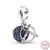 Perline pendenti con catena di sicurezza in zircone in argento sterling 925 adatte per gioielli di lusso da donna fai-da-te con bracciale Pandora